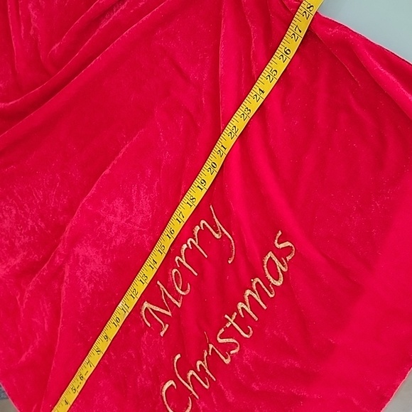 Christmas. Santa's velvet red bag. With bells and golden drawstring. - Picture 6 of 6